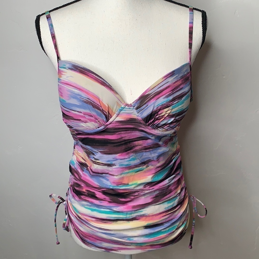 Spanx Love Your Assets Multi Color Tankini Top Sz L SW2044